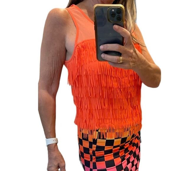 Naked Zebra Fringes Mesh Cropped Sleeveless Top.Size M - Picture 2 of 12